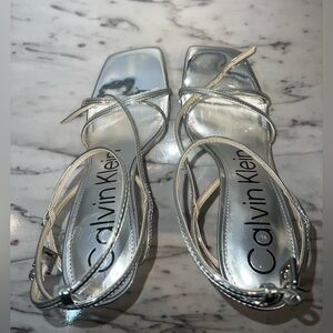 Calvin Klein Silver Strappy Heels